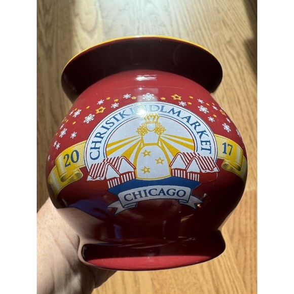 Christkindlmarket 2017 Mug Stein Ceramic Chicago Skyline‎ Red With Yellow Inside - Picture 6 of 7